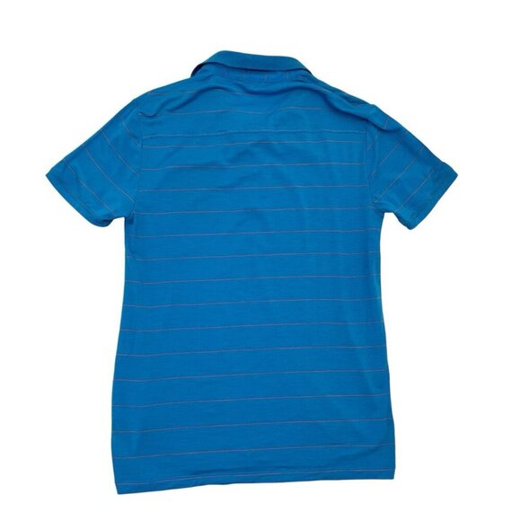 Icebreaker Merino Wool Blend Polo Stripe Short Sleeve Shirt Pink Blue size Small - Picture 9 of 10